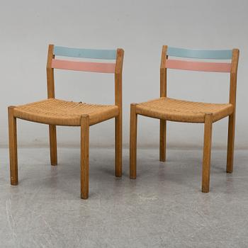 Jørgen H. Møller, six oak charis from J. L. Møller Models, Denmark, 1960's.