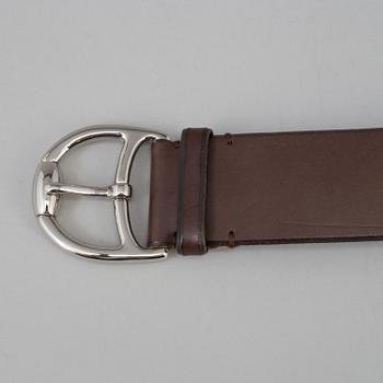 Two leather belts by Ralph Lauren.