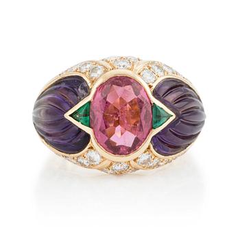 506. An 18K gold Henri Martin ring with a pink tourmaline.