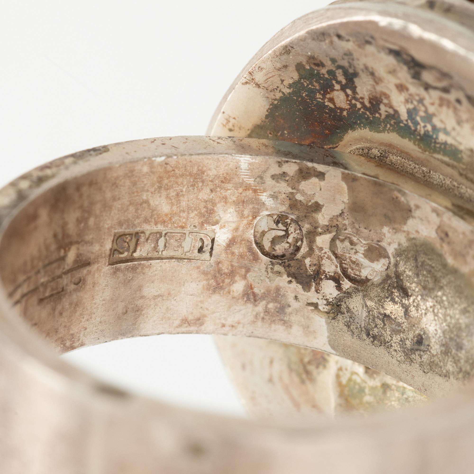Lars Arby, four rings, sterling silver, Gothenburg among others 1963 and 1981.