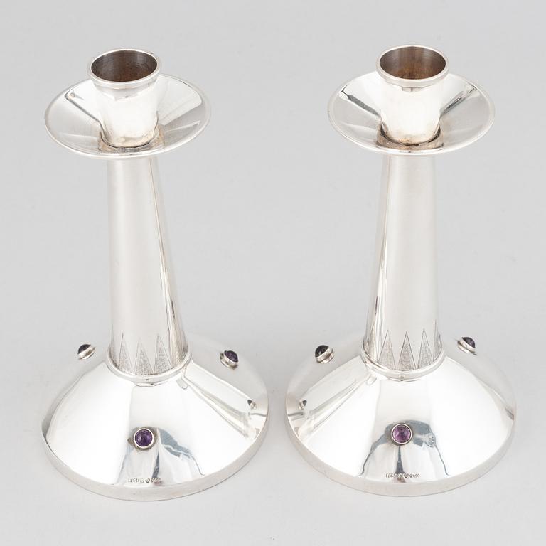 A pair of swedish silver candlesticks, TESI, Göteborg 1957.