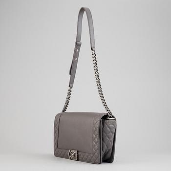 Chanel, a grey leather 'Large Boy Bag', 2014.