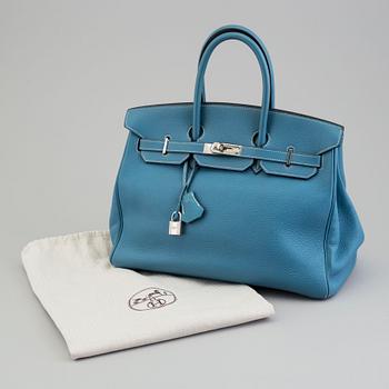 A "Birkin Bag" by Hermès, 35 Bleu.