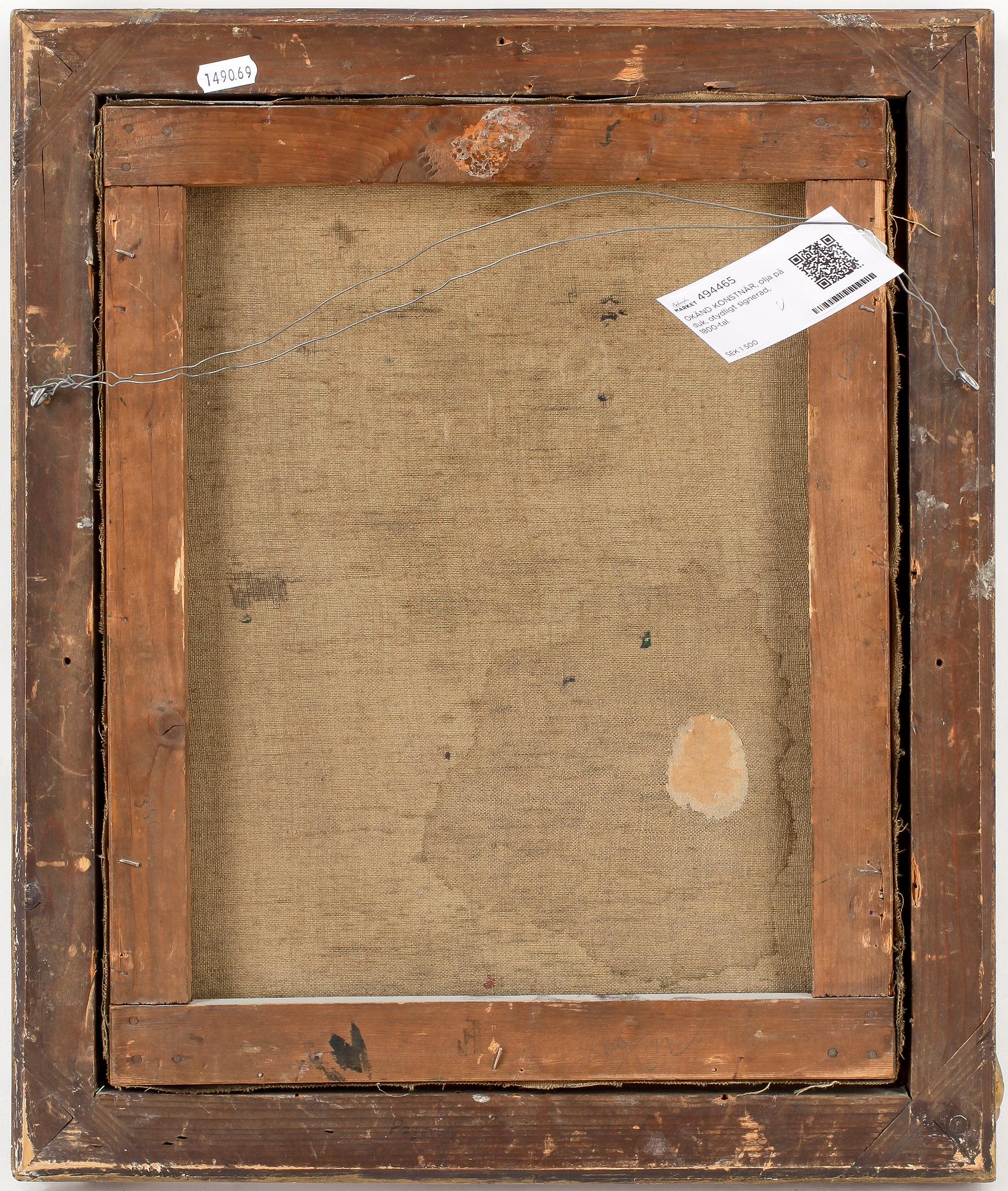 OKÄND KONSTNÄR, olja på duk, signerad G Payen, 18/1900-tal.