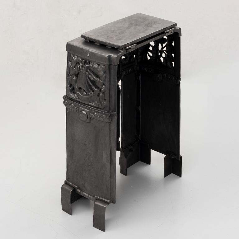 Fireplace front, cast iron, Art Nouveau, after Hans W Larsen, late 20th century.