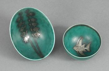 MINIATYRER, 2 st, stengods, "Argenta", Wilhelm Kåge, Gustavsberg.