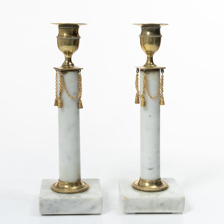 A pai of Late Gustavian candlesticks, circa 1800.