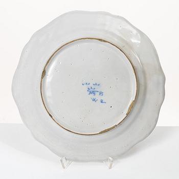 A Swedish faience plate, Marieberg, 1760's.