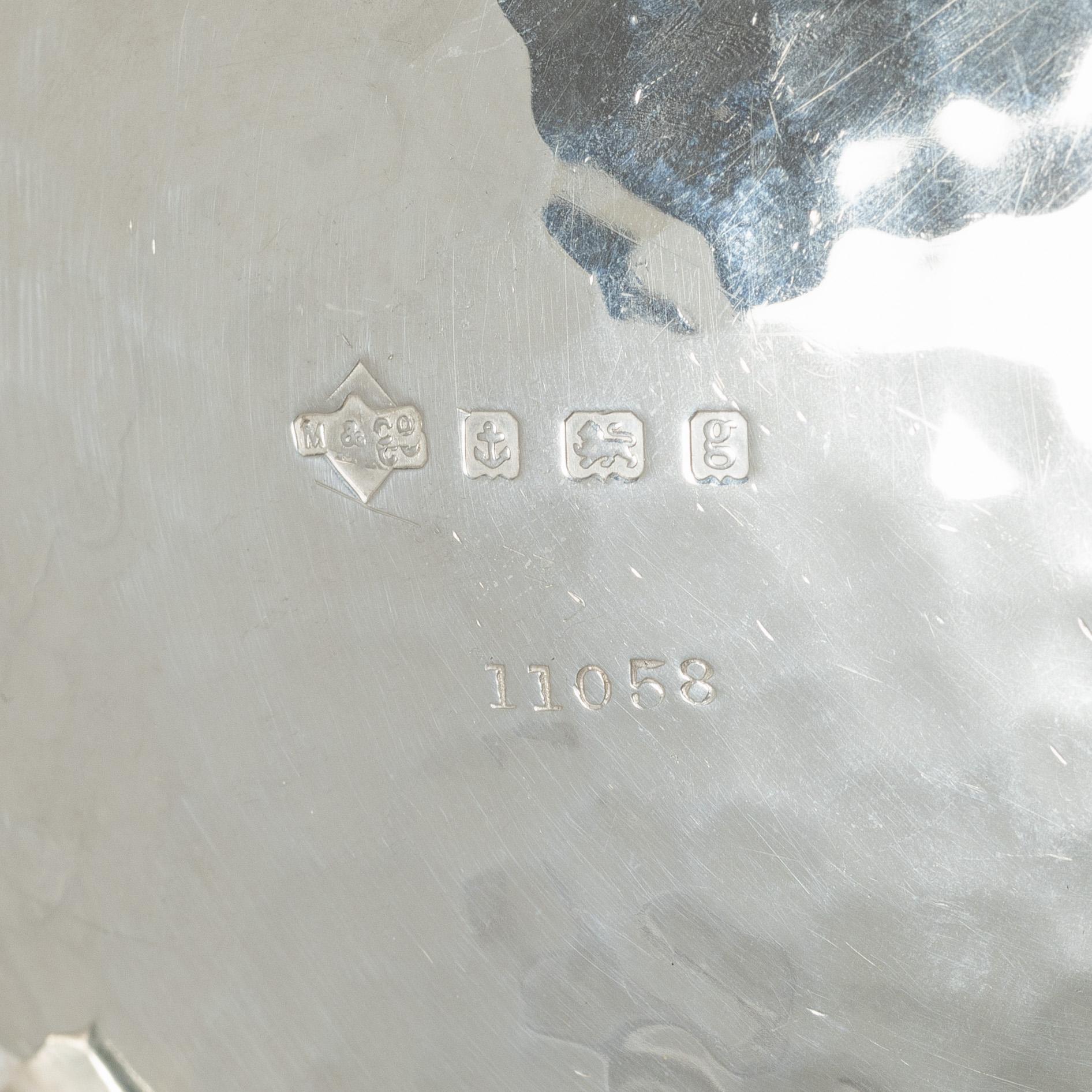 Skål samt skålfat, silver, Birmingham 1906 samt 1921, bl a Marples & Co.