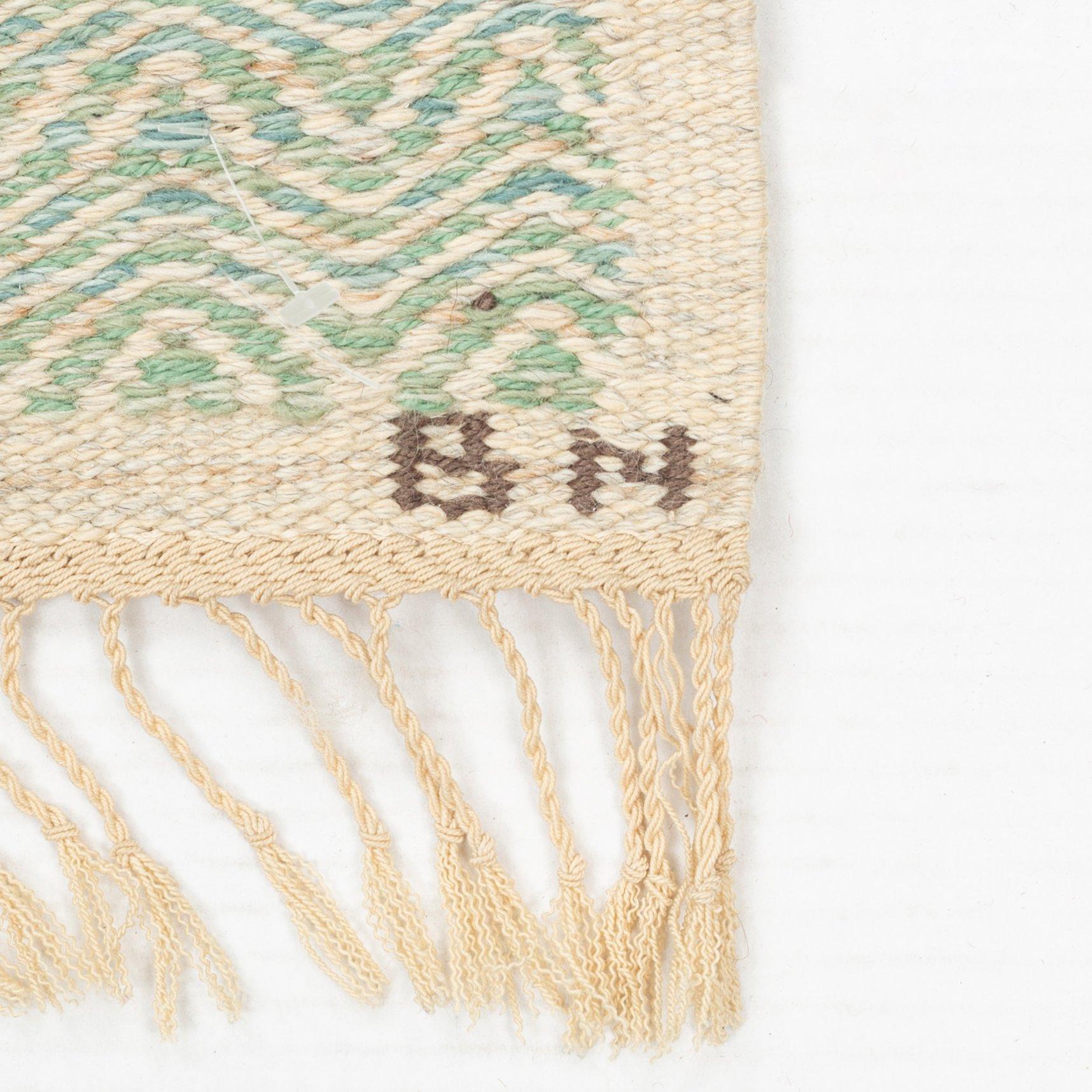 Barbro Nilsson, A carpet, "Grön Rosengång", flat weave, ca 110 x 76,5 cm, signed AB MMF BN.