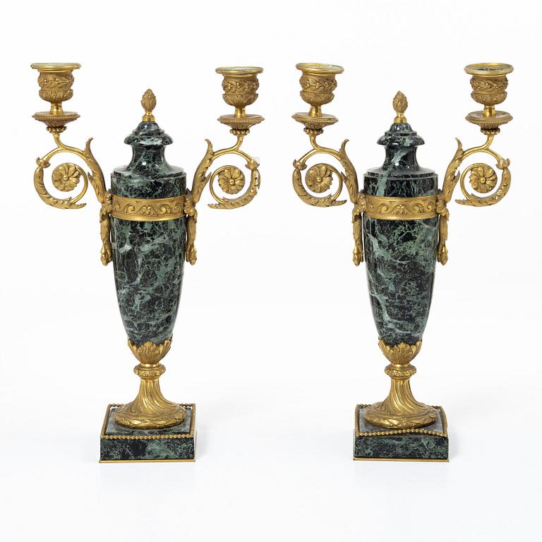 A pair of candelabras, around 1900.