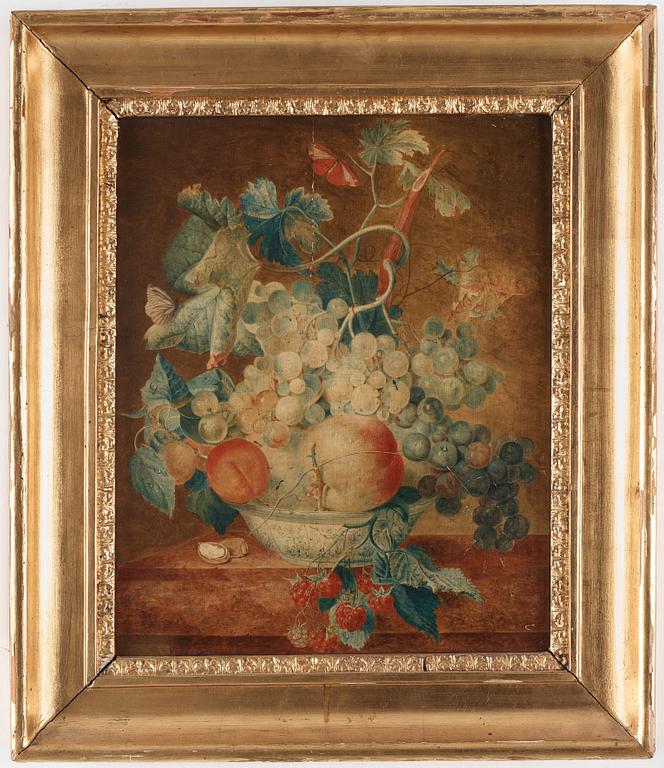 Francina Margaretha van Huysum Circle of, Still life with flowers, fruits and insects (2).