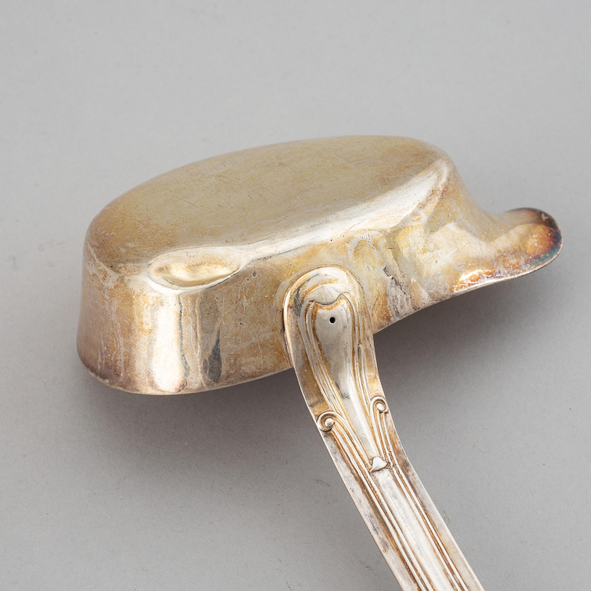A Swedish 19th century silver soup-laddle, mark of Gustaf Möllenborg, Stockholm 1853.