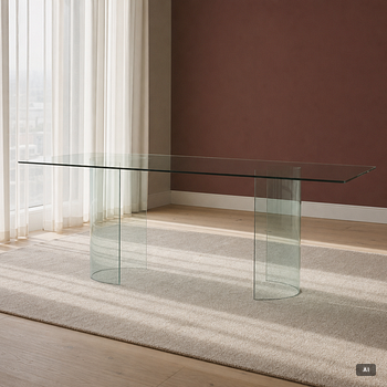Dining table, glass, contemporary.