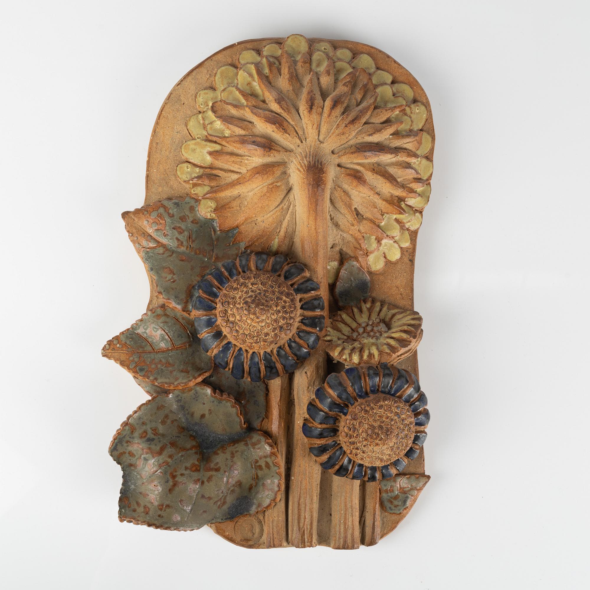 Tyra Lundgren, a stoneware relief, Sweden 1940's.