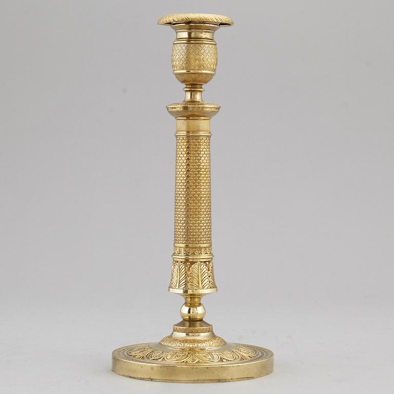 LJUSSTAKE, förgylld brons, empire, Frankrike, 1800-talets början.