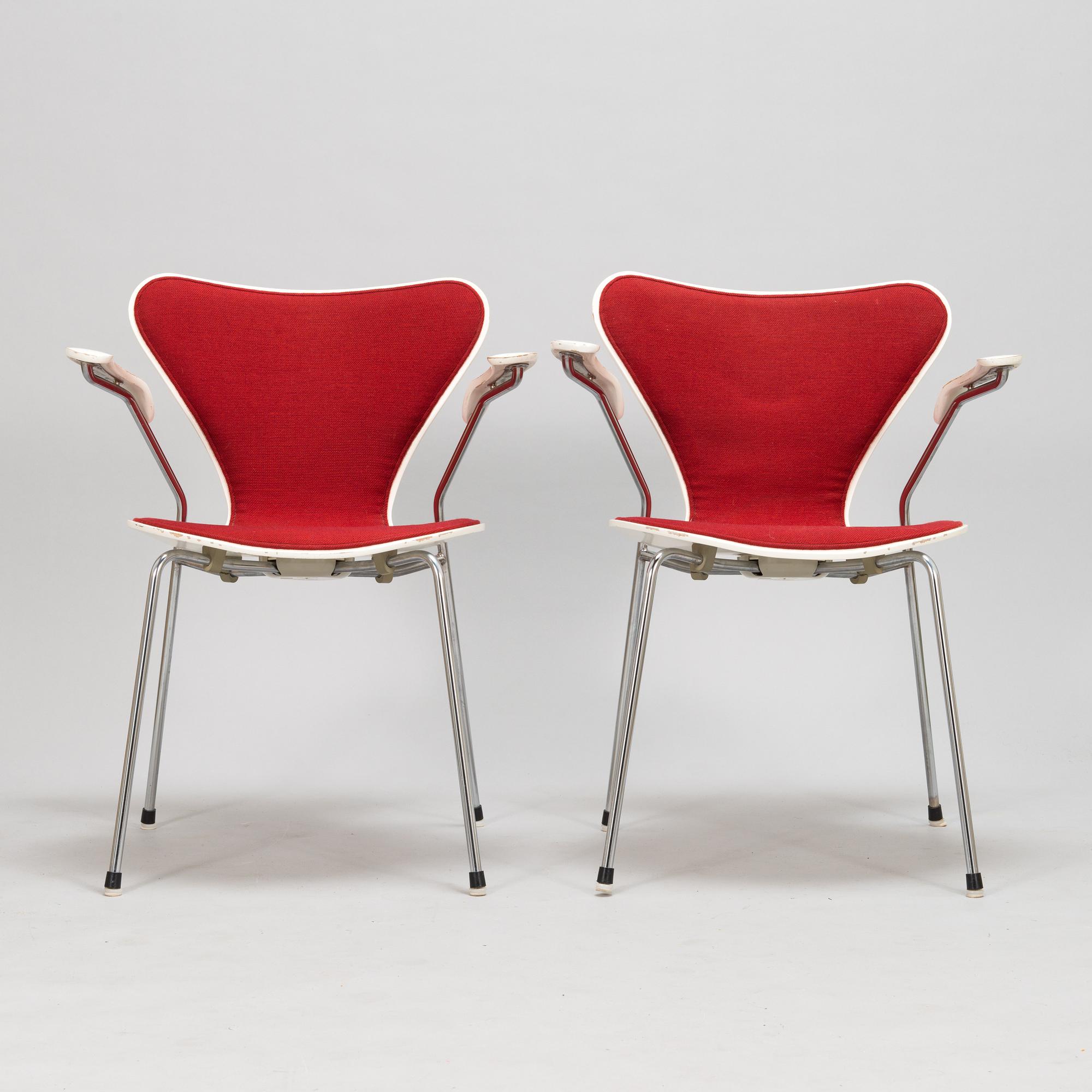 Arne Jacobsen,  stolar 6 st, "Sjuan", Fritz Hansen, Danmark 1984-1989.