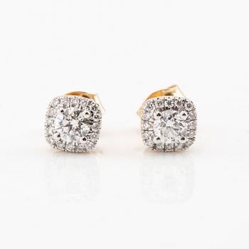 Earrings, one pair "Leonie", 18K red and white gold with round brilliant-cut diamonds, Hallbergs.