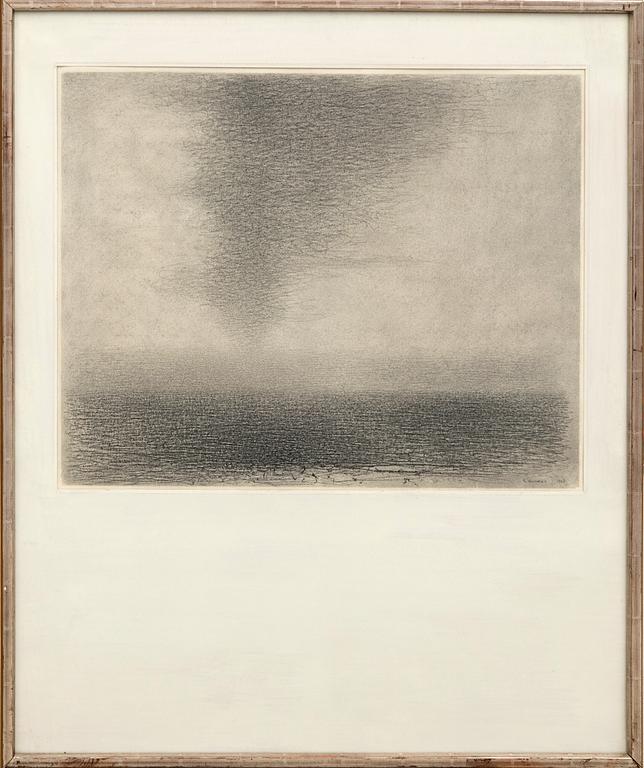 Gunnar Norrman,  signerad och daterad 1965 kolteckning.