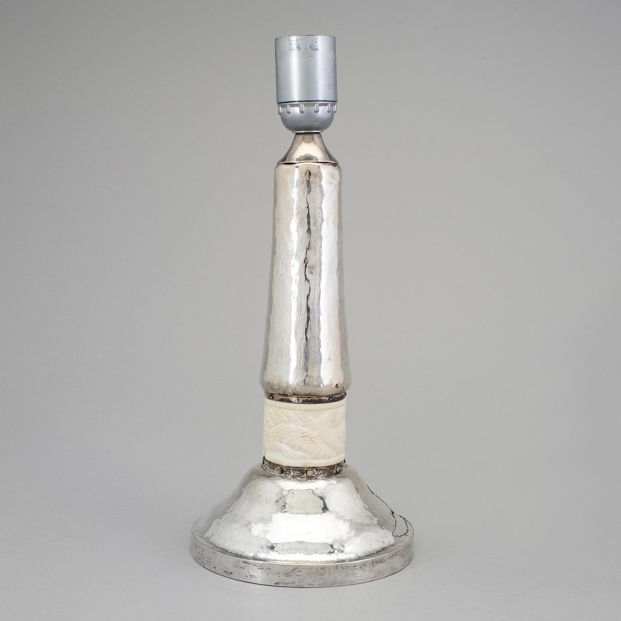 A Swedish 20th century silver table-lamp, mark of Marta af Ekenstam, Malmo 1920.