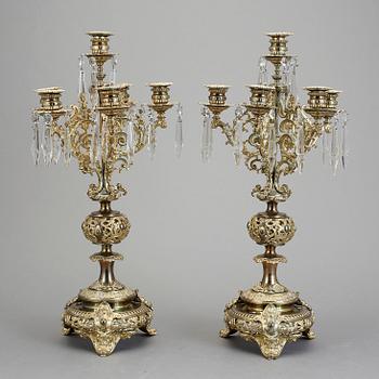 KANDELABRAR ETT PAR, Nyrenässans, 1800-talets slut.