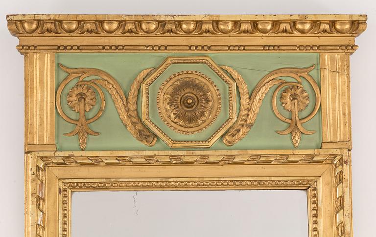 A late gustavian mirror, Stockholm hallmark 1793.