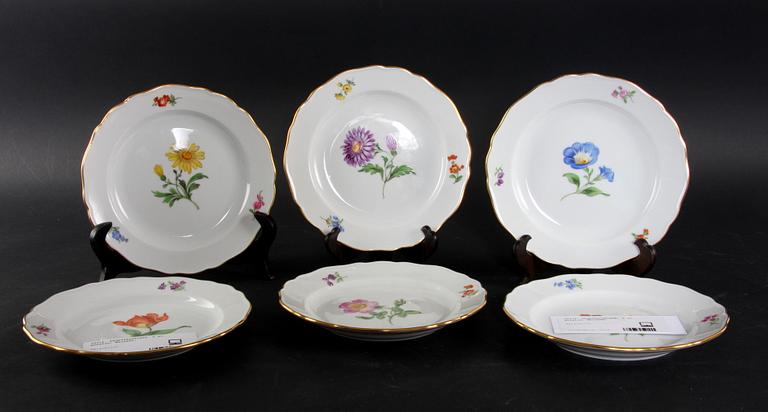 FRUKTTALLRIKAR, 6 st, porslin, Meissen.