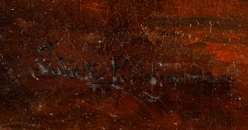 OKÄND KONSTNÄR, olja på duk, otydligt signerad möjligen Juliette Polltier, daterad 1907.