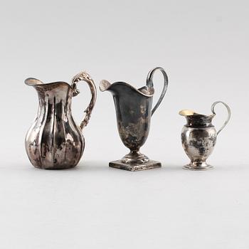 GRÄDDKANNOR, 3 st, silver, 1800-/1900-tal. Vikt ca 226 g.