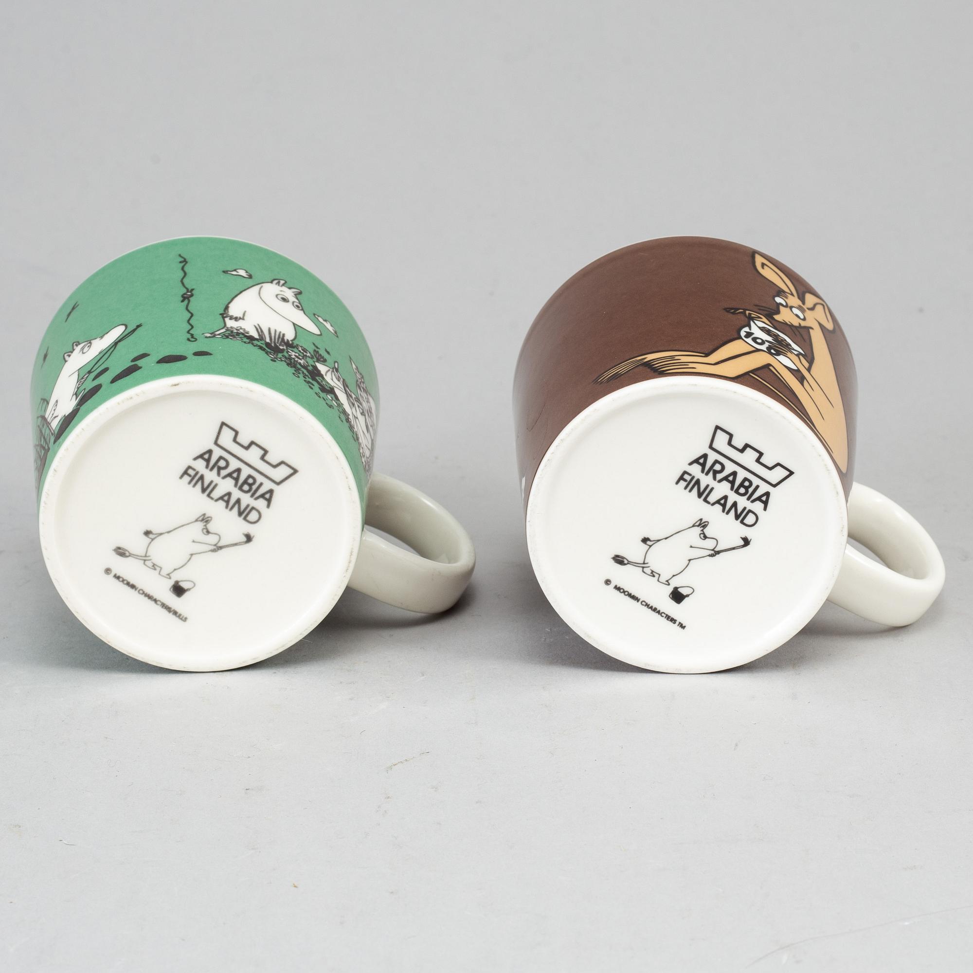 Two Moomin Characters porcelain mugs from Arabia, Finland.