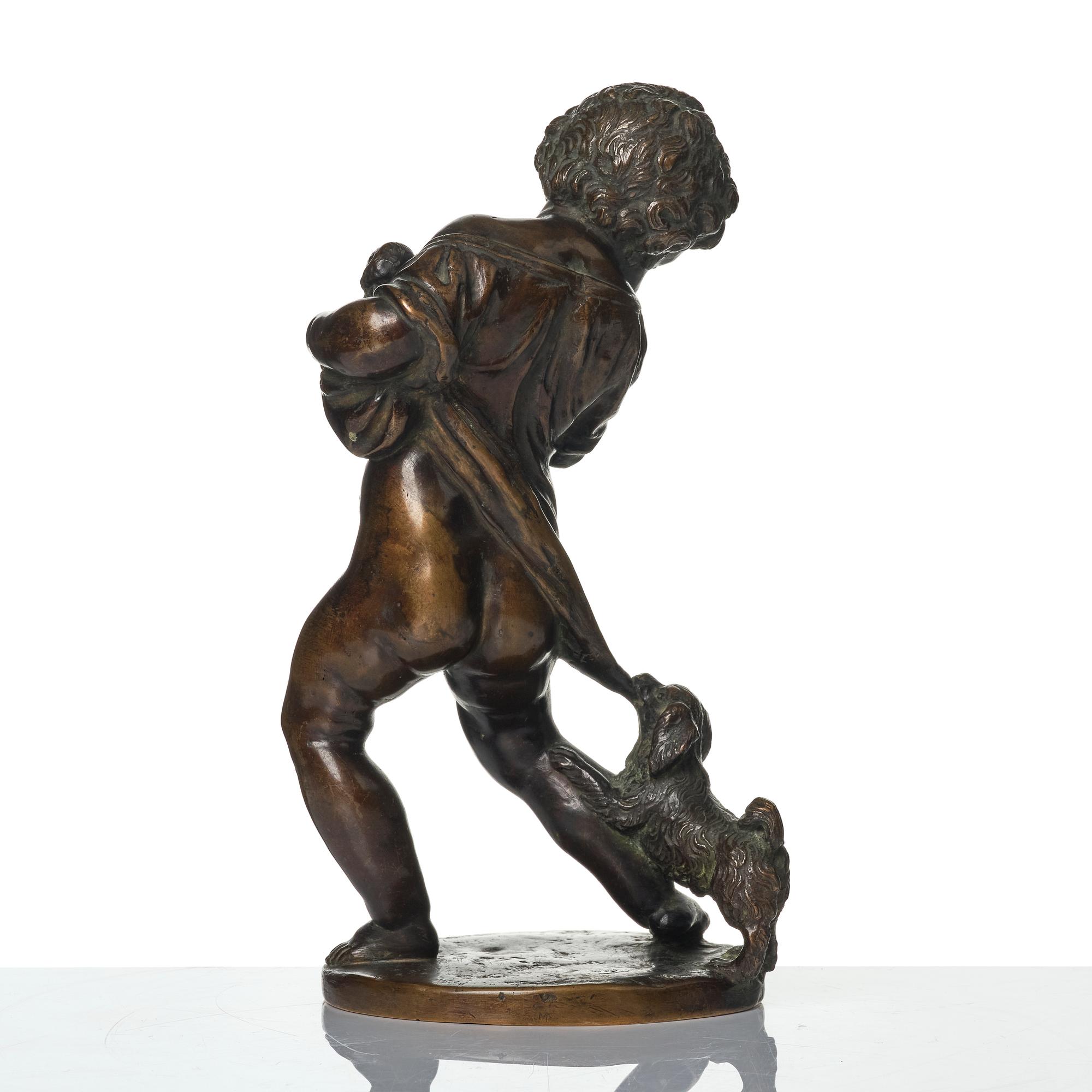 Claude Michel Clodion, after, "Putto with dogs", 19th century.