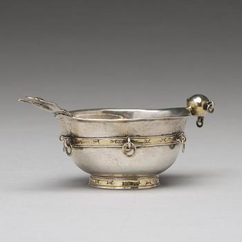 A Swedish 18th century parcel-gilt silver brandy-bowl, mark of Jöns Eriksson Ekman, Luleå 1770.