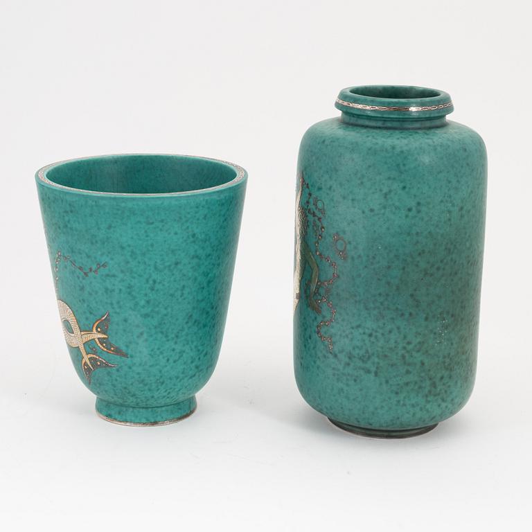 Wilhelm Kåge, two stoneware 'Argenta' vases from Gustavsberg.