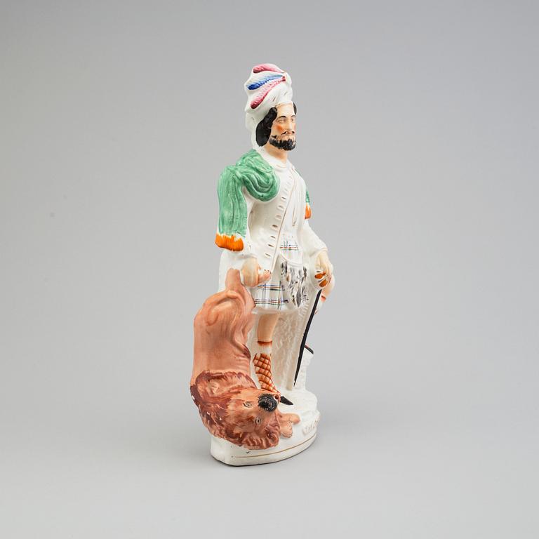 An earthenware figure of 'The Lion Slayer'. England, Staffordshire, 1860/70s.