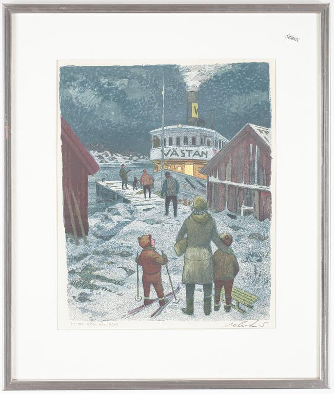 ROLAND SVENSSON, färglitografi, provtryck, 1973.