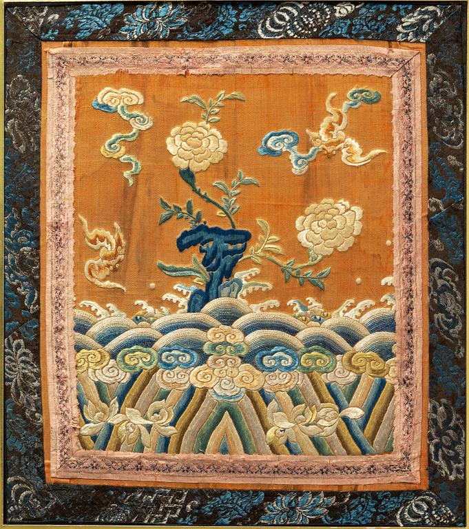 A Chinese silk embroidery, China, Qing dynasty, 19th Century.