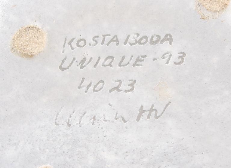 SKÅL, glas, Ulrica Hydman-Vallien, Kosta Boda Unique, sign o numr 4023, dat -93.