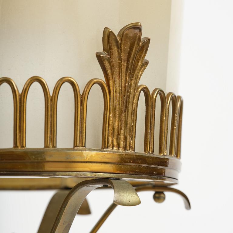 Swedish Grace, a brass and glass lamp, 1920s-40s.