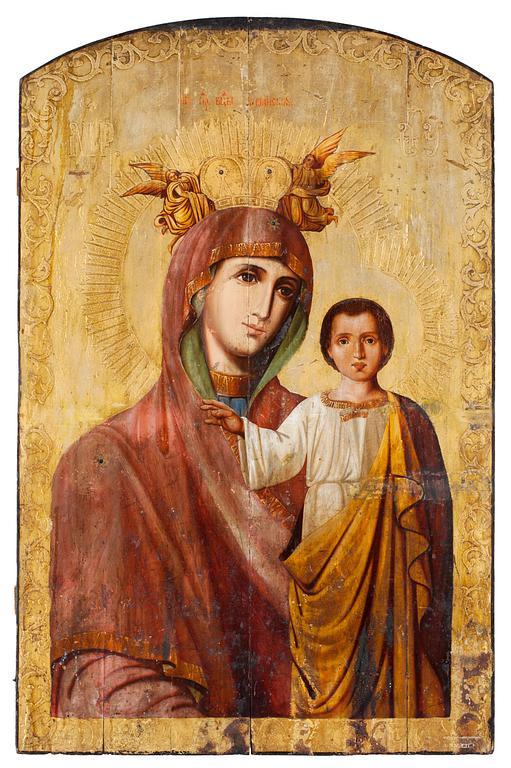 ICON, Russian middle 19th Century. Tempera and gold. Panel 92x65 cm.