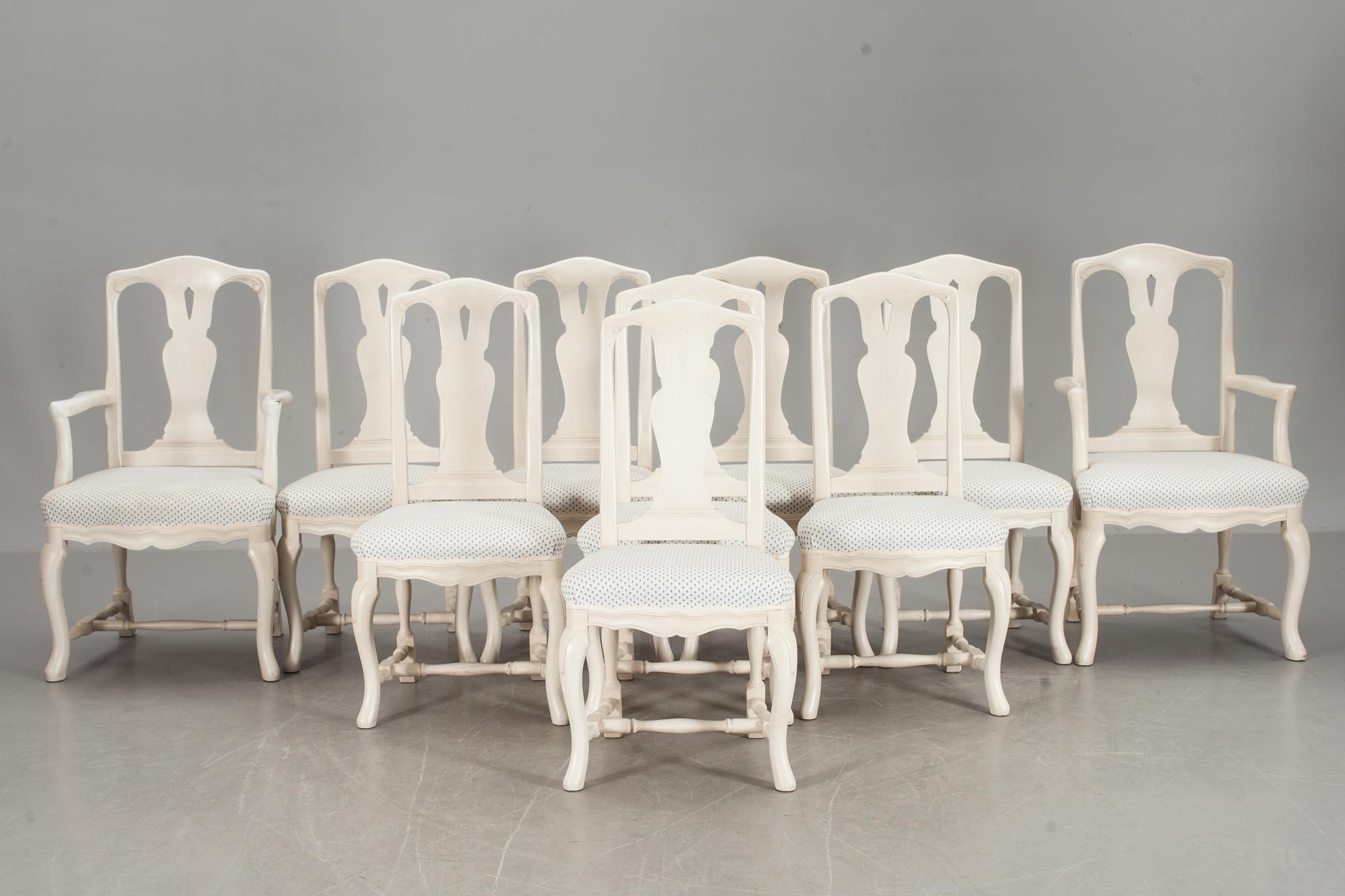 MATSALSMÖBLEMANG, 11 delar, rokokostil, K A Roos, Helsingborg.