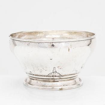 Sterling silver jam spoon, London 1802, and box, Birmingham 1901, and a Danish silver bowl, 1918.