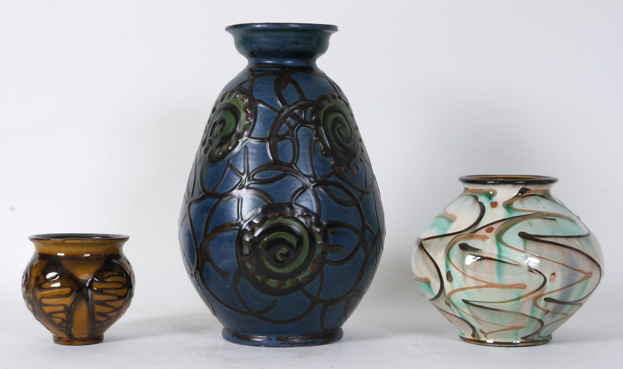 VASER, 3 st, porslin, Herman Kähler, Danmark.