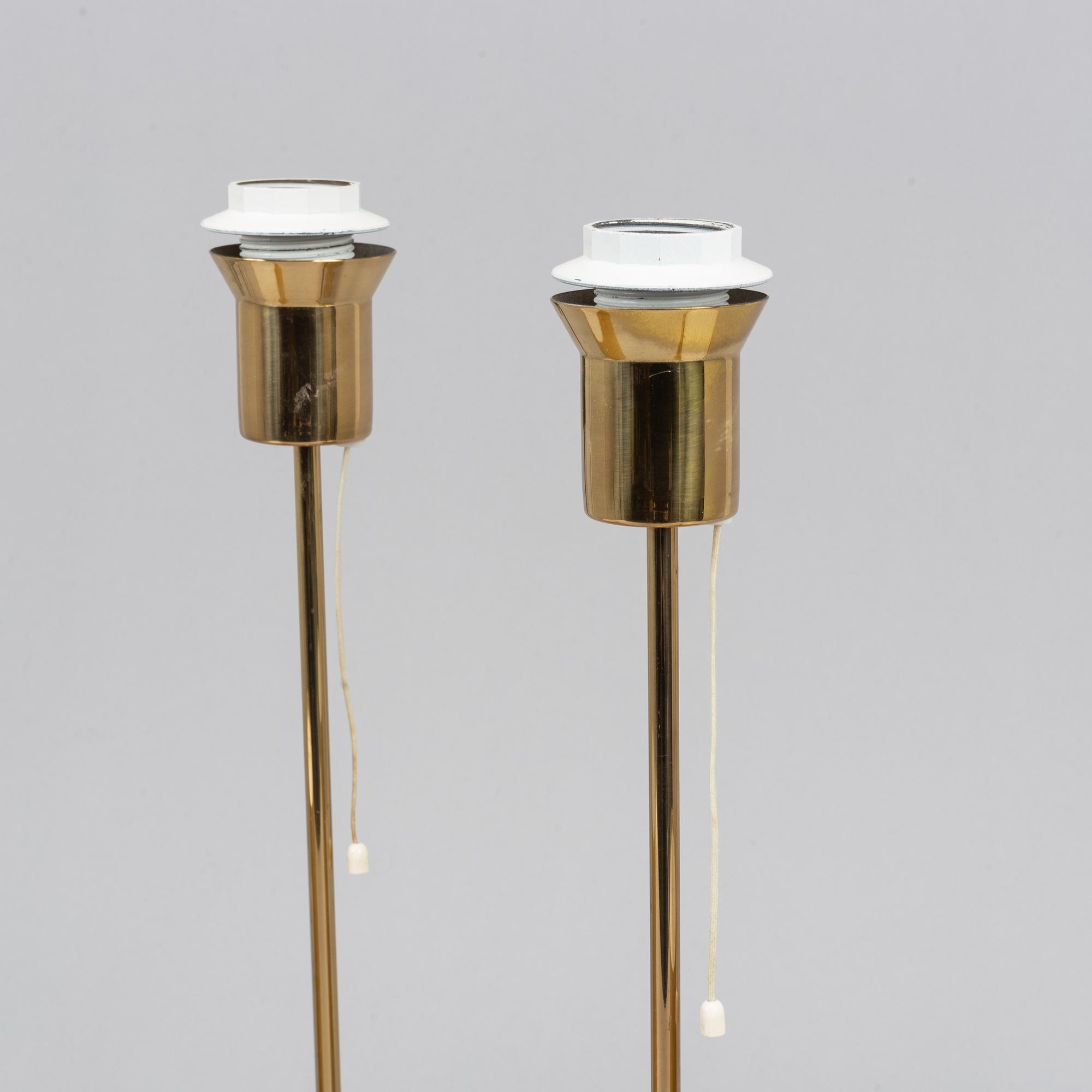Apair of Bergbom brass table lamps.
