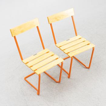 Artur Lindqvist, a pair of garden chairs,  'Stol 1', Grythyttan Stålmöbler.