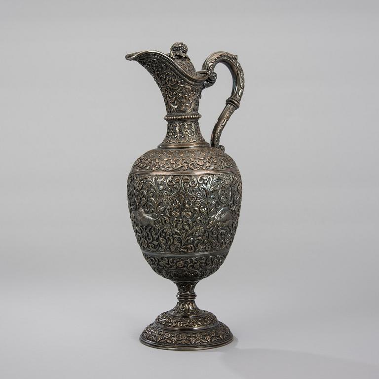 VIINIKANNU, sterlinghopeaa, Oomersi Mawji/ Bhuj, Kutch, Intia, noin. 1880-90. Paino 1094g.
