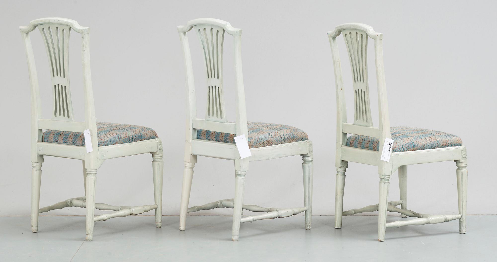 STOLAR, 3 st. Gustavianska Stockholmsarbeten, 1700-tal.