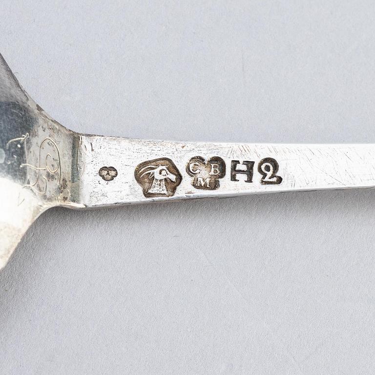 A Swedish 18th century parcel-gilt silver spoon, mark of Christoffer Bauman, Hudiksvall 1790.