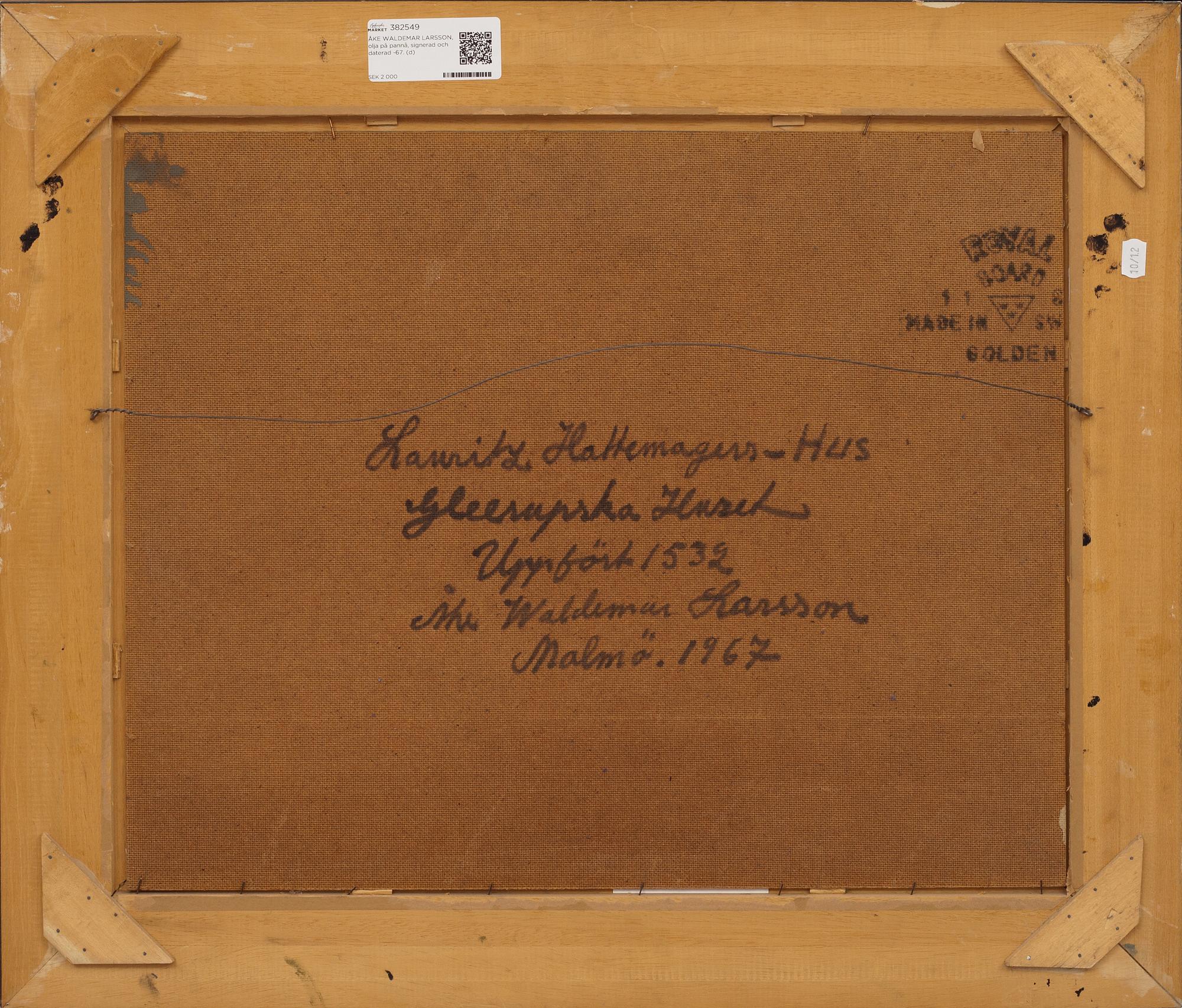 ÅKE WALDEMAR LARSSON, olja på pannå, signerad och daterad -67.