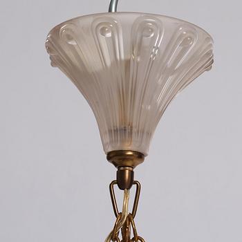 René Lalique, an opalescent "Dahlias" cast glass ceiling light, France 1920's-30's.