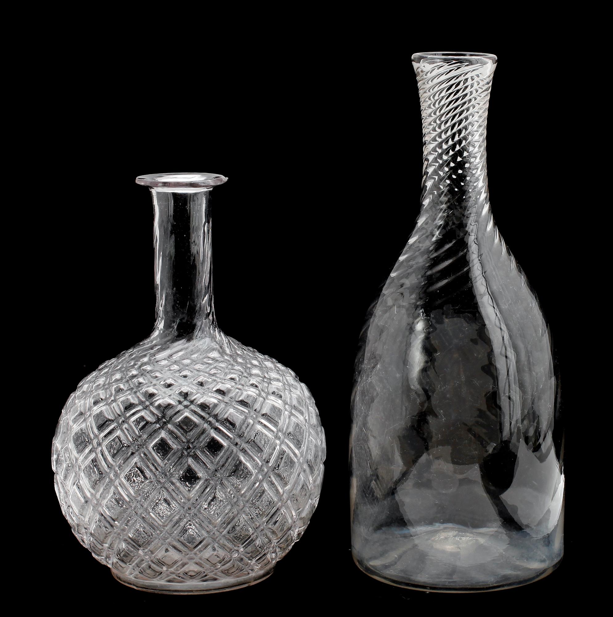 KARAFFER, 2 st, glas, 1800-/1900-tal.